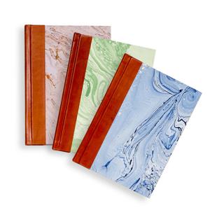 Assorted colour Marbling Notebook Handbound with Genuine Leather at Spine